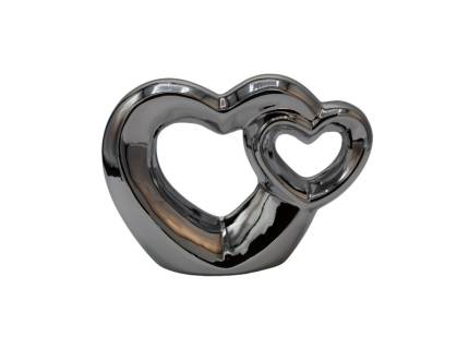 Decoratiune din ceramica in forma de inimi argintie