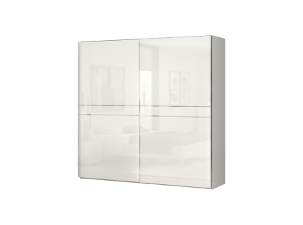 Dulap cu usi glisante PIANO BEIGE 230x224x61cm bej lucios, maner crom