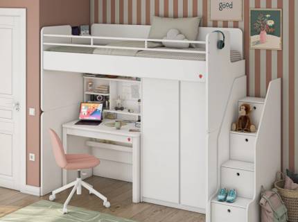 STUDIO VARIA WHITE (nr.2) - Sistem modular cu pat supraetajat