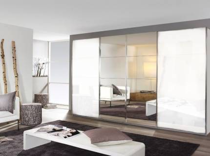 Dulap cu usi glisante SYNCRONO 361x230x62cm alb lucios/ oglinda configurabil