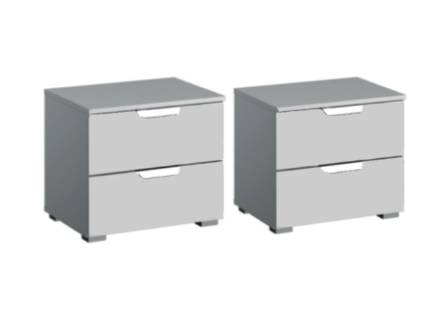 Set 2 noptiere cu 2 sertare ADITIO 47x43x42cm silk grey