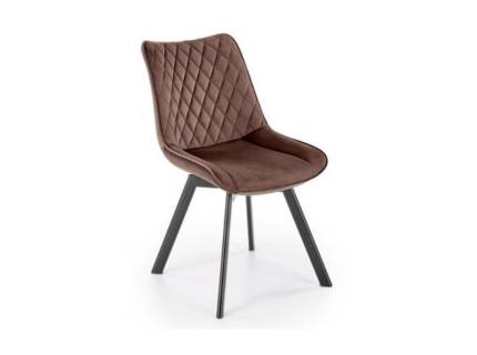 Scaun tapitat K520 rotativ, catifea brown 46x47xH80cm, picioare negre 