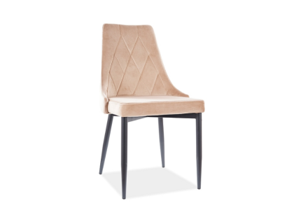 Scaun tapitat TRIX B VELVET catifea beige 49x59xH89cm, picioare negre