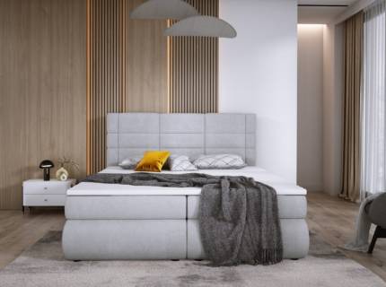 Pat tapitat cu saltea si spatiu pentru depozitare LARGO 140/ 160/ 180cm personalizabil 