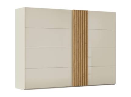 Dulap cu usi glisante TEGIO 301x223x69cm champagne mat/ sticla champagne - stejar Wild