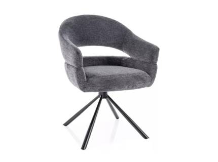 Scaun tapitat BORGO RAVEN rotativ, material textil dark grey 58x60xH87cm, picioare negre