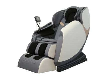 Fotoliu SOLARIA cu mecanism de masaj, incarcare USB integrata, difuzoare, functie de incalzire, spatar reglabil, ecopiele crem 50x140-187xH85-105cm