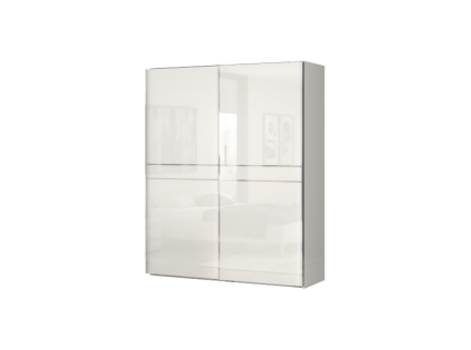 Dulap cu usi glisante PIANO BEIGE 182x224x61cm bej lucios, manere crom