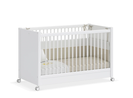 Patut lateral alb cu roti (60x120cm)