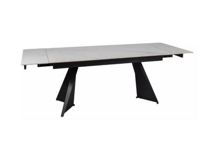 Masa extensibila LACONI din ceramica alba, metal negru 160-220x90xH77cm 