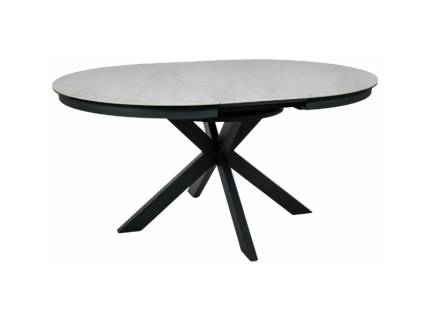 Masa extensibila PORTO CERAMIC BEIGE din sticla securizata si ceramica Taj Mahal bej lucios, metal negru 120-160xH76cm