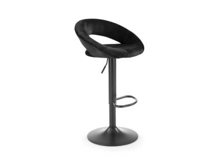 Scaun tapitat pentru bar H102 reglabil pe inaltime, catifea black 53x48xH7-100cm, picior negru