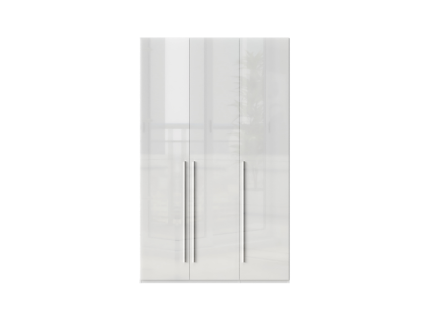 Dulap cu 3 usi cu balamale PIANO WHITE 137x224x56cm alb lucios, manere crom