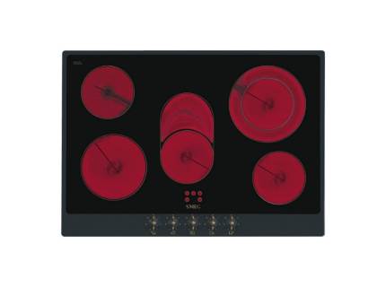 Plita incorporabila vitroceramica retro Smeg Colonial P875AO, 70 cm, rama antracit