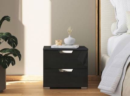 Noptiera cu 2 sertare ADITIO 40x42x42cm gri metalic/ gri metalic lucios