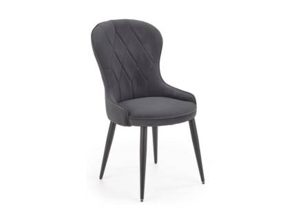 Scaun tapitat K366 elegant, catifea grey 52x58xH92cm, picioare negre