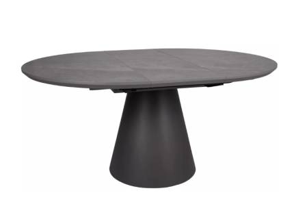 Masa extensibila ANGEL II GREY din MDF si melamina cu efect de marmura gri, MDF negru 120-160xH75cm