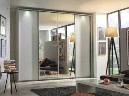 Dulap cu usi glisante SYNCRONO 271x230x62cm alb alpin/ oglinda configurabil