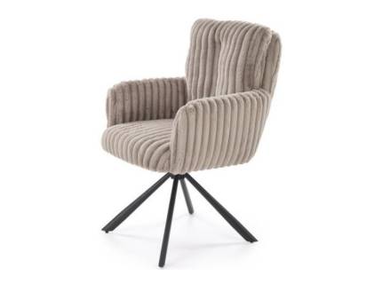 Scaun tapitat K572 rotativ, confortabil material plusat-raiat grey 62x68xH93cm, picioare negre