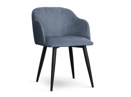 Scaun tapitat DANEZ catifea gri 56x45xH80cm, picioare negre