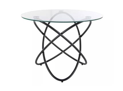 Masa ORBIT BLACK din sticla transparenta, metal negru 100xH75cm