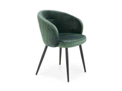 Scaun tapitat K430 design rotunjit, catifea green 61x54xH77cm, picioare negre