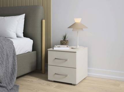 Noptiera cu 2 sertare ADITIO 40x42x42cm champagne, maner aluminiu