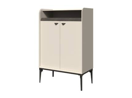 Vitrina cu 2 usi SOFFY 80x124x43cm Pepper White/ Stejar Melinga