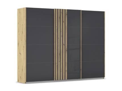 Dulap cu usi glisante MOSBACH 271x210x62cm stejar Artisan/ sticla basalt 