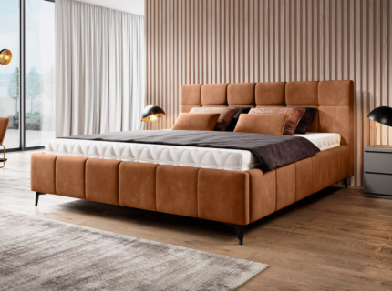 Cadru pat tapitat NAOMI SR 140/ 160/ 180cm personalizabil, picioare negre