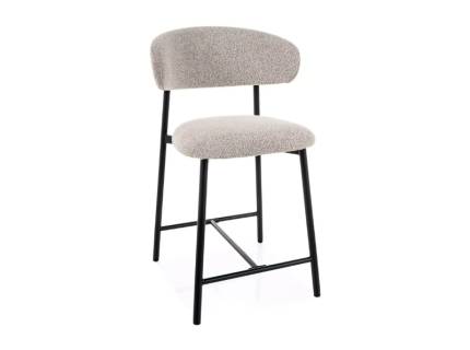 Scaun tapitat pentru bar ELTON H-2 NOELLE material textil beige 53x52xH91cm, picioare negre