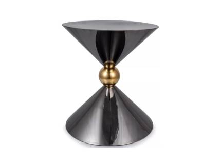 Masuta MIRA din otel inoxidabil negru lucios, metal auriu 50xH56cm