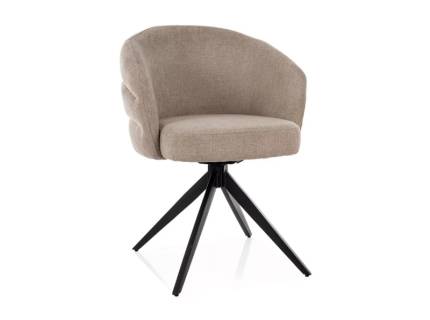 Scaun tapitat ORES rotativ, material textil dark beige 62x61xH83cm, picioare negre