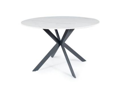 Masa TALIA WHITE din ceramica cu efect de marmura alba, metal negru 120xH76cm