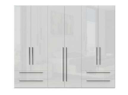 Dulap cu 6 usi si 4 sertare PIANO WHITE 272x224x56cm alb lucios, maner crom