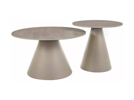 Set 2 masute HILL II din travertin bej, metal casmir 50xH50cm/ 70xH40cm