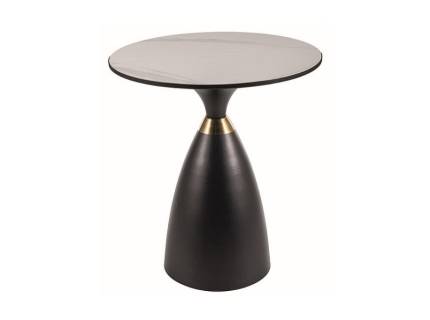 Masuta GEMINI din ceramica cu efect de marmura alba, metal negru + auriu 50xH56cm