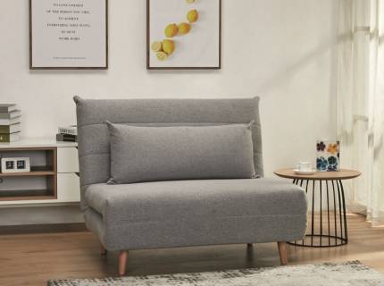 Fotoliu extensibil SPIKE material textil gri, sprafata de dormit 105x190cm, 105x80xH80cm