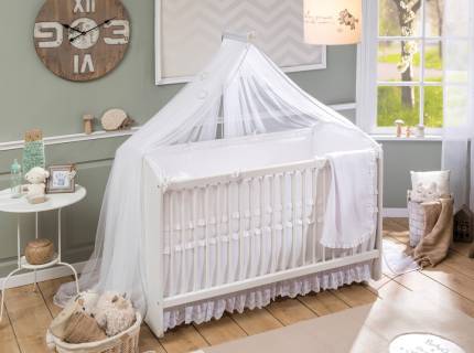 Patut cu balansoar alb (70x130cm) BABY COTTON 