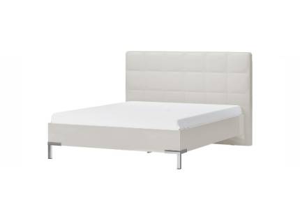 Pat cu somiera PIANO BEIGE 160 / 180cm bej lucios + ecopiele bej, picioare crom