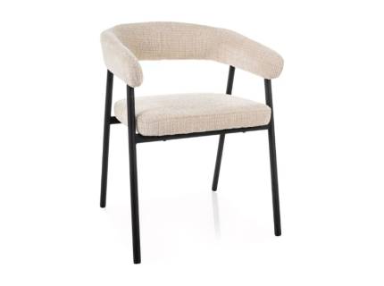 Scaun tapitat KATANA BLACK material textil cream 57x57xH75cm, picioare negre 