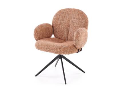 Scaun tapitat K568 rotativ, material textil cinnamon 47x47xH83cm, picioare negre