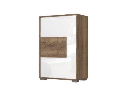 Pantofar cu 1 usa STELA 63x94x35cm stejar tabac/ alb lucios