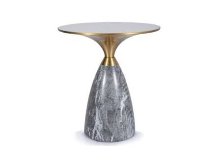 Masuta LEO din ceramica cu efect de marmura alb lucios + gri, metal auriu 50xH54cm