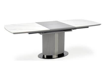 Masa extensibila DANCAN din ceramica cu efect de marmura alba, MDF gri 160-220x90xH76cm