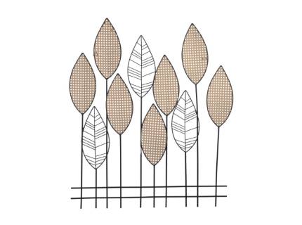 Decoratiune perte cu frunze din metal 79x3x93cm