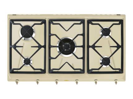 Plita incorporabila pe gaz Smeg Colonial SRV896POGH, 90 cm, crem, retro