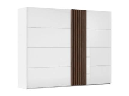 Dulap cu usi glisante TEGIO 281x223x69cm alb alpin/ sticla alba - Walnut