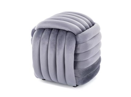 Taburet BRUNI VELVET cu design cozy, catifea gri 45x45xH42cm