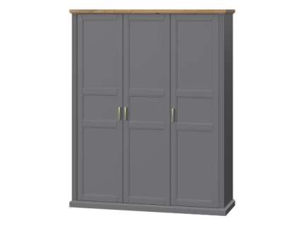 Dulap cu 3 usi cu balamale TARA GREY 181x227x59cm grafit/ Nuc Pacific